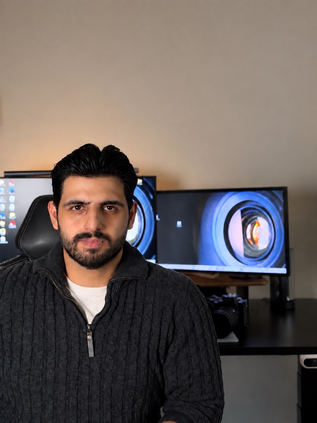 Abdul Baki Kirli, Videograf aus Hannover, an seinem Schnittplatz